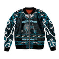 Personalised Ngati Porou Aotearoa Meri Kirihimete Bomber Jacket Maori Kiwi Bird Silver Fern Koru Pattern