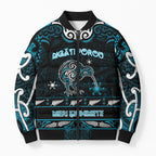 Personalised Ngati Porou Aotearoa Meri Kirihimete Bomber Puffer Jacket Maori Kiwi Bird Silver Fern Koru Pattern