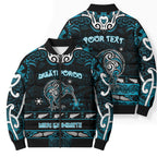 Personalised Ngati Porou Aotearoa Meri Kirihimete Bomber Puffer Jacket Maori Kiwi Bird Silver Fern Koru Pattern