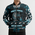 Personalised Ngati Porou Aotearoa Meri Kirihimete Bomber Puffer Jacket Maori Kiwi Bird Silver Fern Koru Pattern