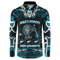 Personalised Ngati Porou Aotearoa Meri Kirihimete Button Sweatshirt Maori Kiwi Bird Silver Fern Koru Pattern