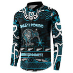 Personalised Ngati Porou Aotearoa Meri Kirihimete Button Sweatshirt Maori Kiwi Bird Silver Fern Koru Pattern