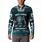 Personalised Ngati Porou Aotearoa Meri Kirihimete Button Sweatshirt Maori Kiwi Bird Silver Fern Koru Pattern