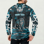 Personalised Ngati Porou Aotearoa Meri Kirihimete Button Sweatshirt Maori Kiwi Bird Silver Fern Koru Pattern