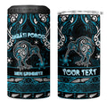 Personalised Ngati Porou Aotearoa Meri Kirihimete 4 in 1 Can Cooler Tumbler Maori Kiwi Bird Silver Fern Koru Pattern