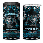 Personalised Ngati Porou Aotearoa Meri Kirihimete 4 in 1 Can Cooler Tumbler Maori Kiwi Bird Silver Fern Koru Pattern