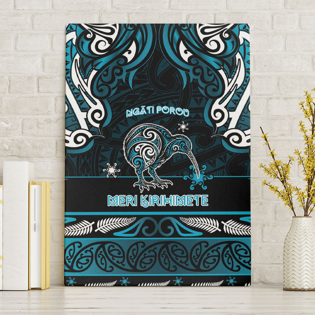 Ngati Porou Aotearoa Meri Kirihimete Canvas Wall Art Maori Kiwi Bird Silver Fern Koru Pattern