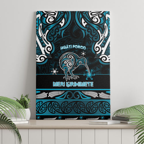 Ngati Porou Aotearoa Meri Kirihimete Canvas Wall Art Maori Kiwi Bird Silver Fern Koru Pattern