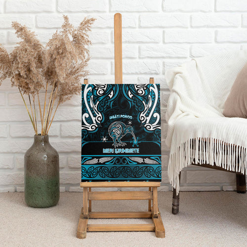 Ngati Porou Aotearoa Meri Kirihimete Canvas Wall Art Maori Kiwi Bird Silver Fern Koru Pattern