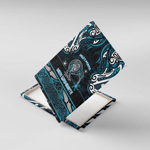 Ngati Porou Aotearoa Meri Kirihimete Canvas Wall Art Maori Kiwi Bird Silver Fern Koru Pattern