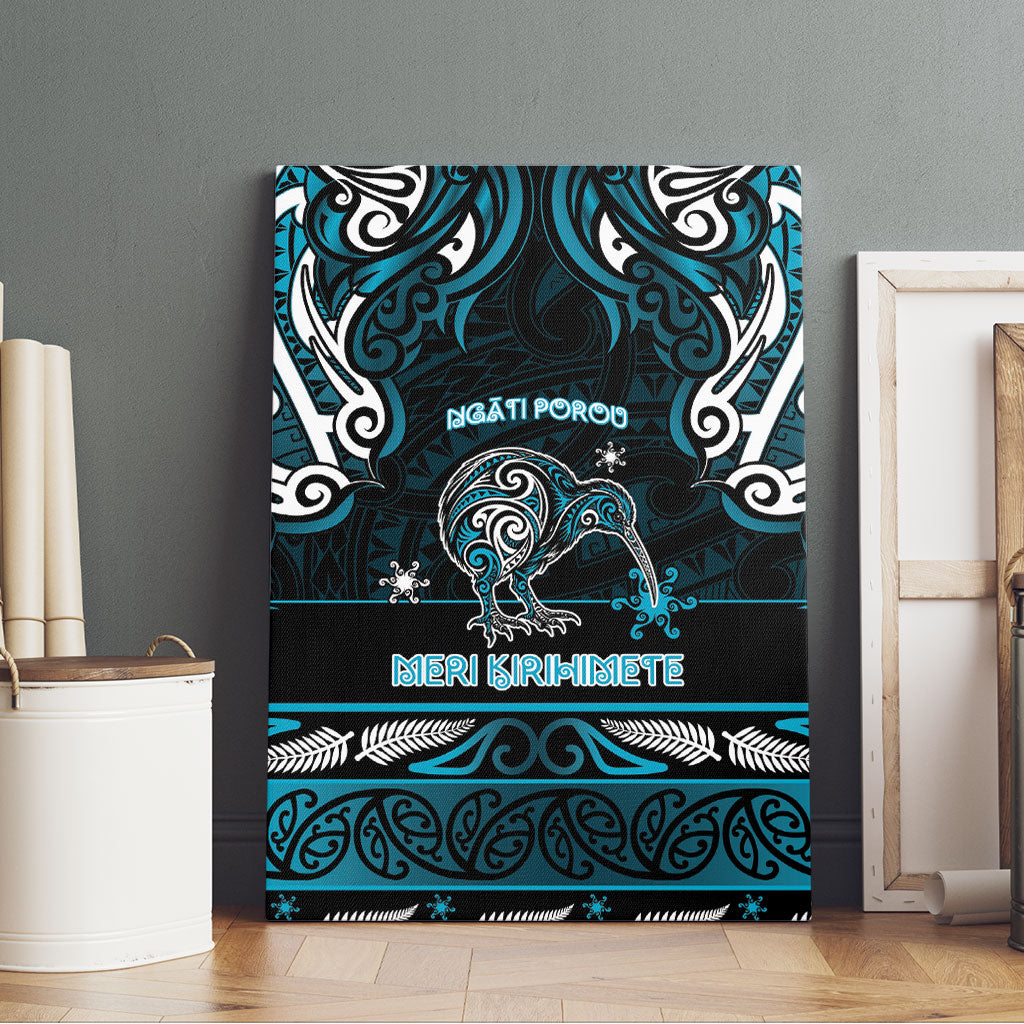 Ngati Porou Aotearoa Meri Kirihimete Canvas Wall Art Maori Kiwi Bird Silver Fern Koru Pattern
