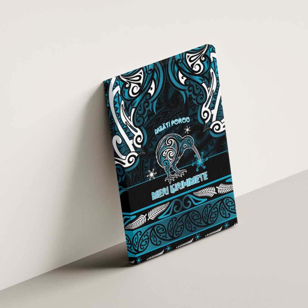 Ngati Porou Aotearoa Meri Kirihimete Canvas Wall Art Maori Kiwi Bird Silver Fern Koru Pattern
