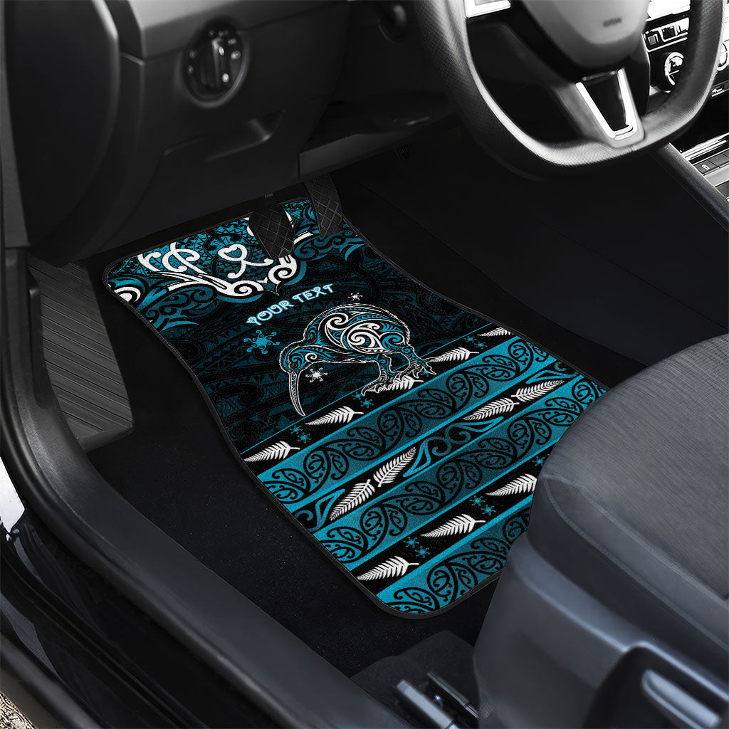Personalised Ngati Porou Aotearoa Meri Kirihimete Car Mats Maori Kiwi Bird Silver Fern Koru Pattern