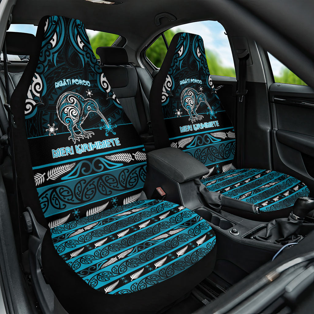 Ngati Porou Aotearoa Meri Kirihimete Car Seat Cover Maori Kiwi Bird Silver Fern Koru Pattern