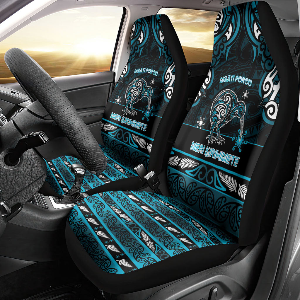 Ngati Porou Aotearoa Meri Kirihimete Car Seat Cover Maori Kiwi Bird Silver Fern Koru Pattern