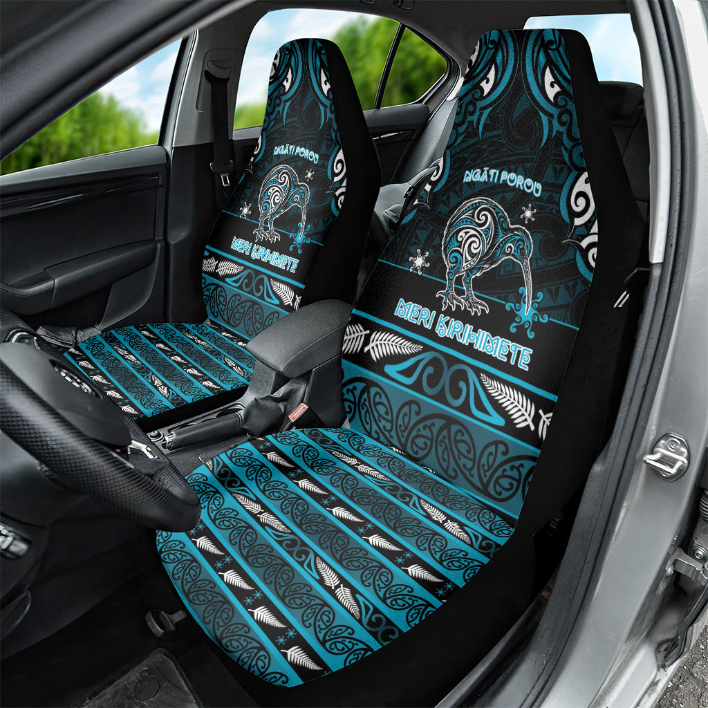 Ngati Porou Aotearoa Meri Kirihimete Car Seat Cover Maori Kiwi Bird Silver Fern Koru Pattern
