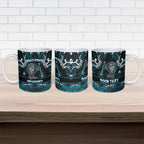 Personalised Ngati Porou Aotearoa Meri Kirihimete Ceramic Mug Maori Kiwi Bird Silver Fern Koru Pattern