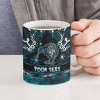 Personalised Ngati Porou Aotearoa Meri Kirihimete Ceramic Mug Maori Kiwi Bird Silver Fern Koru Pattern