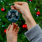 Personalised Ngati Porou Aotearoa Meri Kirihimete Ceramic Ornament Maori Kiwi Bird Silver Fern Koru Pattern