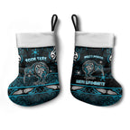 Personalised Ngati Porou Aotearoa Meri Kirihimete Christmas Stocking Maori Kiwi Bird Silver Fern Koru Pattern