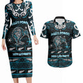 Personalised Ngati Porou Aotearoa Meri Kirihimete Couples Matching Long Sleeve Bodycon Dress and Hawaiian Shirt Maori Kiwi Bird Silver Fern Koru Pattern