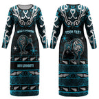 Personalised Ngati Porou Aotearoa Meri Kirihimete Couples Matching Long Sleeve Bodycon Dress and Hawaiian Shirt Maori Kiwi Bird Silver Fern Koru Pattern