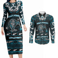 Personalised Ngati Porou Aotearoa Meri Kirihimete Couples Matching Long Sleeve Bodycon Dress and Long Sleeve Button Shirt Maori Kiwi Bird Silver Fern Koru Pattern