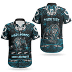 Personalised Ngati Porou Aotearoa Meri Kirihimete Couples Matching Off Shoulder Short Dress and Hawaiian Shirt Maori Kiwi Bird Silver Fern Koru Pattern