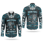 Personalised Ngati Porou Aotearoa Meri Kirihimete Couples Matching Off Shoulder Short Dress and Long Sleeve Button Shirt Maori Kiwi Bird Silver Fern Koru Pattern