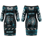 Personalised Ngati Porou Aotearoa Meri Kirihimete Couples Matching Off The Shoulder Long Sleeve Dress and Hawaiian Shirt Maori Kiwi Bird Silver Fern Koru Pattern