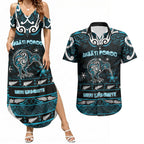 Personalised Ngati Porou Aotearoa Meri Kirihimete Couples Matching Summer Maxi Dress and Hawaiian Shirt Maori Kiwi Bird Silver Fern Koru Pattern