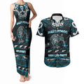 Personalised Ngati Porou Aotearoa Meri Kirihimete Couples Matching Tank Maxi Dress and Hawaiian Shirt Maori Kiwi Bird Silver Fern Koru Pattern