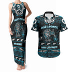 Personalised Ngati Porou Aotearoa Meri Kirihimete Couples Matching Tank Maxi Dress and Hawaiian Shirt Maori Kiwi Bird Silver Fern Koru Pattern