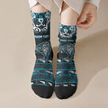 Personalised Ngati Porou Aotearoa Meri Kirihimete Crew Socks Maori Kiwi Bird Silver Fern Koru Pattern