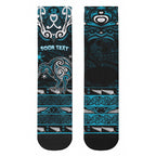 Personalised Ngati Porou Aotearoa Meri Kirihimete Crew Socks Maori Kiwi Bird Silver Fern Koru Pattern