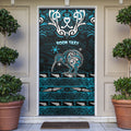 Personalised Ngati Porou Aotearoa Meri Kirihimete Door Cover Maori Kiwi Bird Silver Fern Koru Pattern