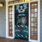 Personalised Ngati Porou Aotearoa Meri Kirihimete Door Cover Maori Kiwi Bird Silver Fern Koru Pattern