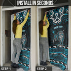 Personalised Ngati Porou Aotearoa Meri Kirihimete Door Cover Maori Kiwi Bird Silver Fern Koru Pattern
