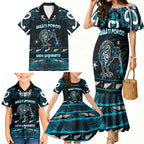 Personalised Ngati Porou Aotearoa Meri Kirihimete Family Matching Mermaid Dress and Hawaiian Shirt Maori Kiwi Bird Silver Fern Koru Pattern