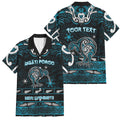 Personalised Ngati Porou Aotearoa Meri Kirihimete Family Matching Off The Shoulder Long Sleeve Dress and Hawaiian Shirt Maori Kiwi Bird Silver Fern Koru Pattern