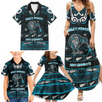 Personalised Ngati Porou Aotearoa Meri Kirihimete Family Matching Summer Maxi Dress and Hawaiian Shirt Maori Kiwi Bird Silver Fern Koru Pattern