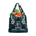 Ngati Porou Aotearoa Meri Kirihimete Grocery Bag Maori Kiwi Bird Silver Fern Koru Pattern