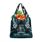 Ngati Porou Aotearoa Meri Kirihimete Grocery Bag Maori Kiwi Bird Silver Fern Koru Pattern