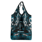 Ngati Porou Aotearoa Meri Kirihimete Grocery Bag Maori Kiwi Bird Silver Fern Koru Pattern