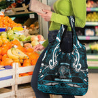 Ngati Porou Aotearoa Meri Kirihimete Grocery Bag Maori Kiwi Bird Silver Fern Koru Pattern