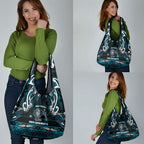 Ngati Porou Aotearoa Meri Kirihimete Grocery Bag Maori Kiwi Bird Silver Fern Koru Pattern