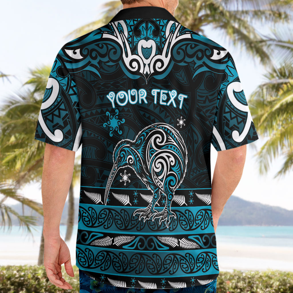 Personalised Ngati Porou Aotearoa Meri Kirihimete Hawaiian Shirt Maori Kiwi Bird Silver Fern Koru Pattern