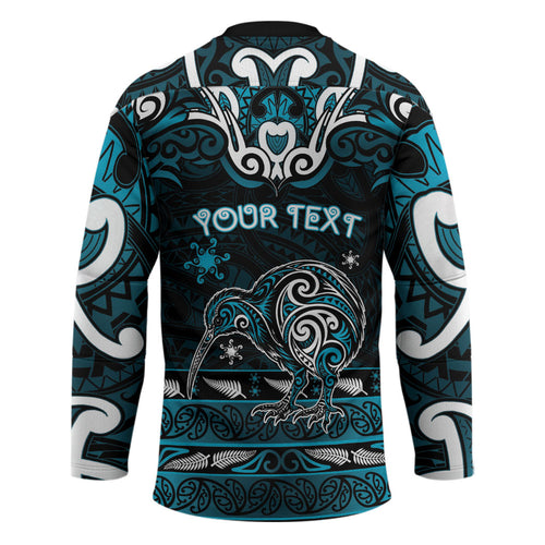 Personalised Ngati Porou Aotearoa Meri Kirihimete Hockey Jersey Maori Kiwi Bird Silver Fern Koru Pattern