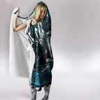 Ngati Porou Aotearoa Meri Kirihimete Hooded Blanket Maori Kiwi Bird Silver Fern Koru Pattern