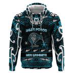 Personalised Ngati Porou Aotearoa Meri Kirihimete Hoodie Maori Kiwi Bird Silver Fern Koru Pattern